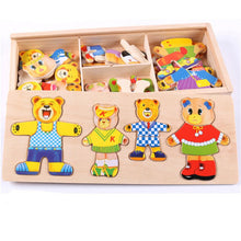 Load image into Gallery viewer, Wooden Puzzle Set Baby Educational Toys Puzzles Kids Children&#39;s Wooden Toy Bear Changing Clothes