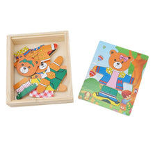Load image into Gallery viewer, Wooden Puzzle Set Baby Educational Toys Puzzles Kids Children&#39;s Wooden Toy Bear Changing Clothes