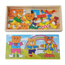 Load image into Gallery viewer, Wooden Puzzle Set Baby Educational Toys Puzzles Kids Children&#39;s Wooden Toy Bear Changing Clothes